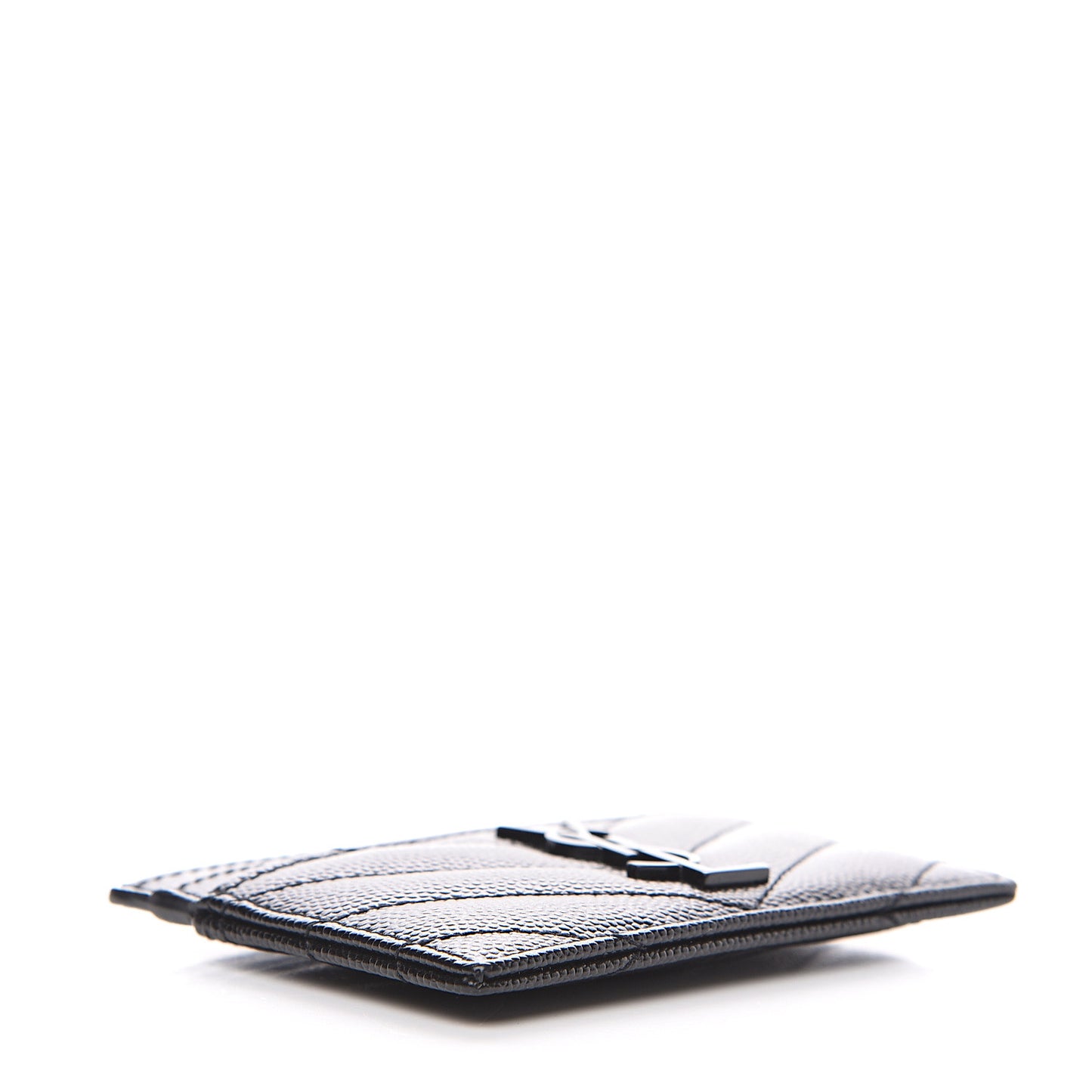 Grain De Poudre Matelasse Chevron Monogram Credit Card Case Black