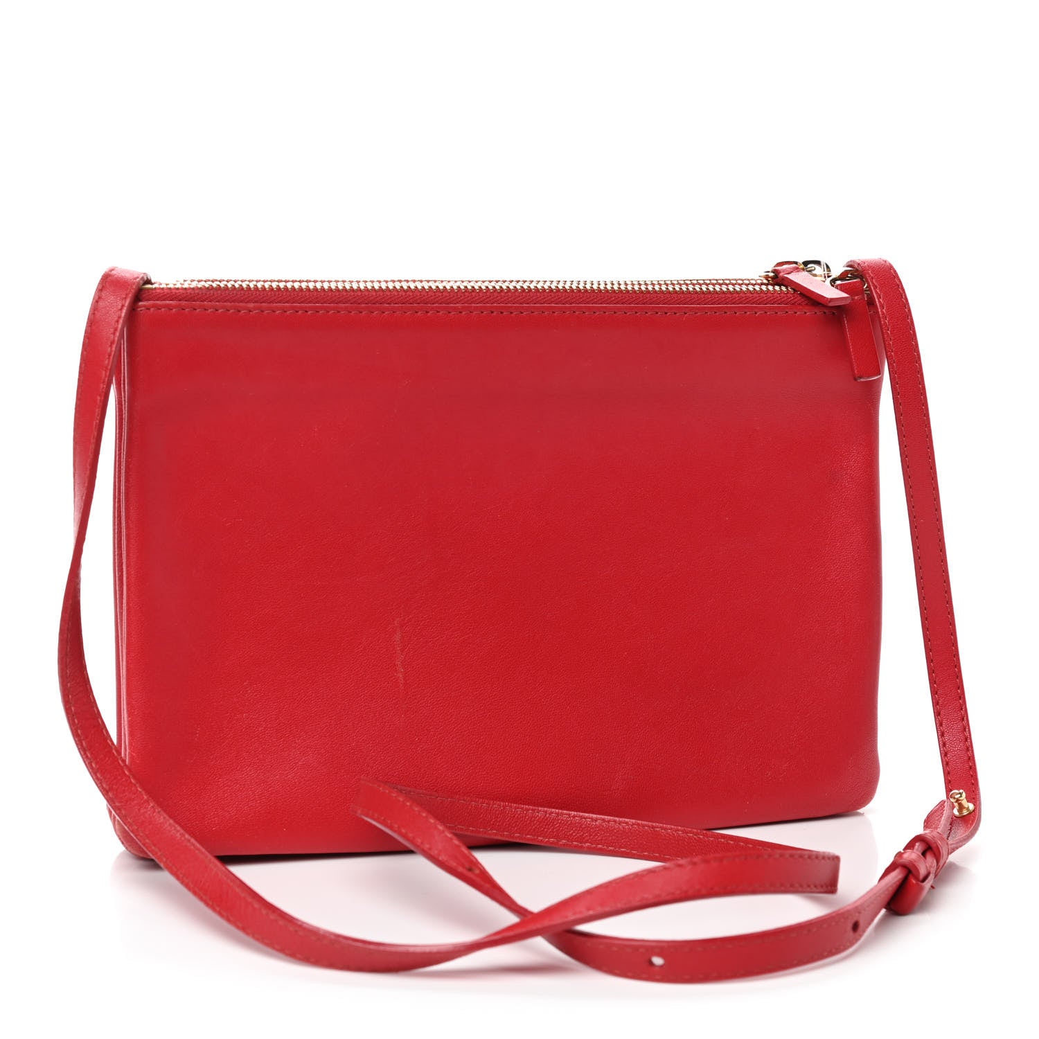Celine Lambskin Large Trio Crossbody Bag Red 3 of 8