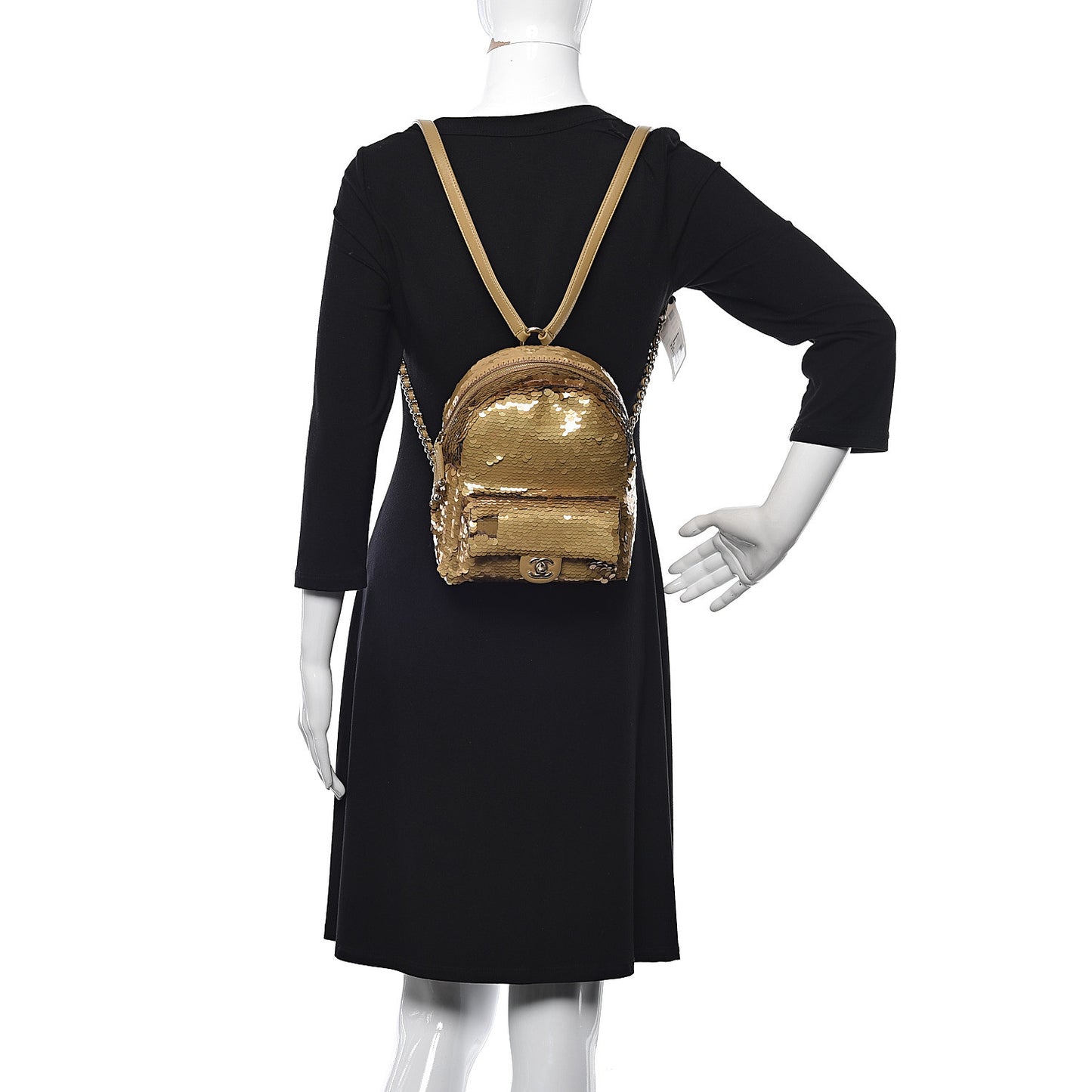 Sequin Lambskin CC Backpack Gold