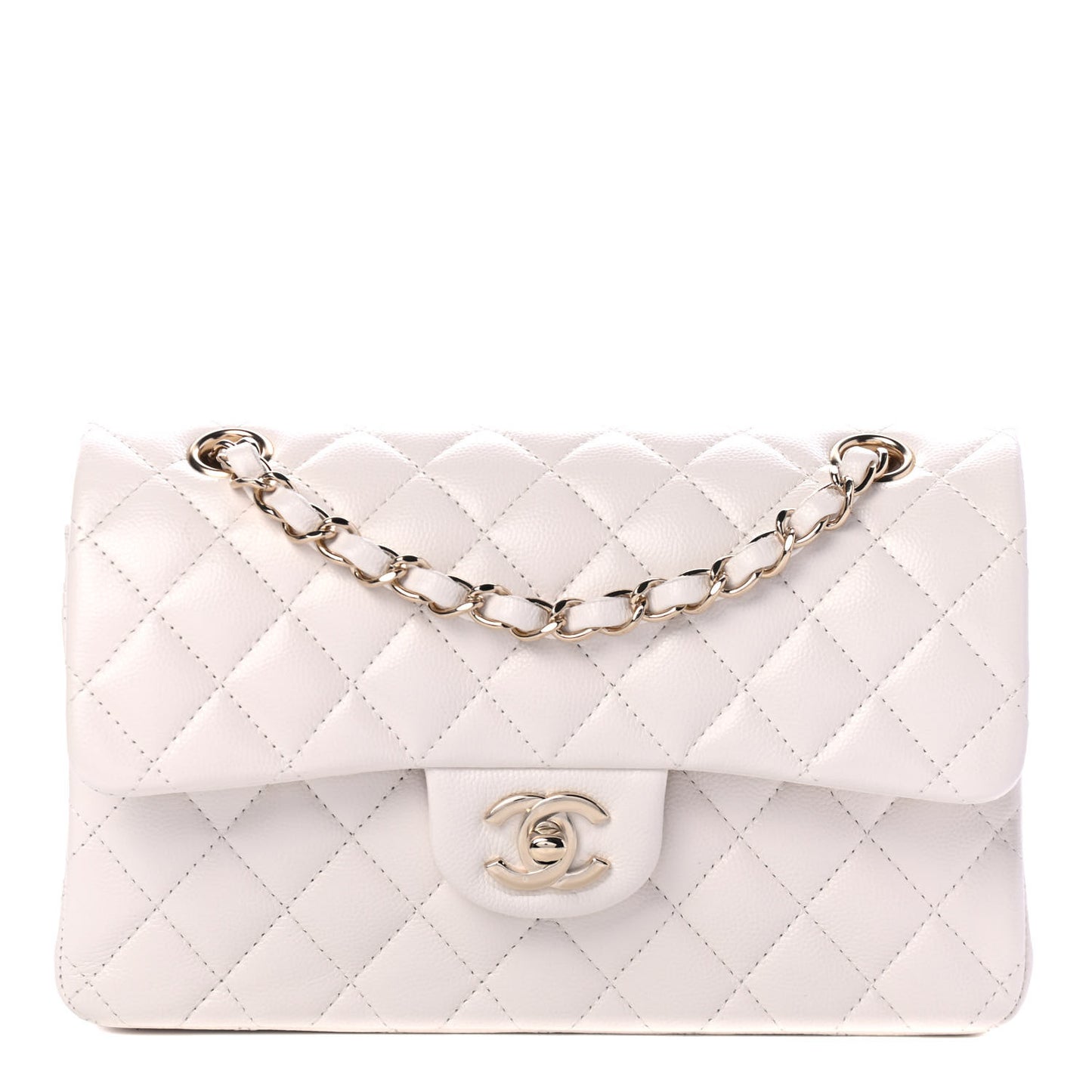 Caviar Quilted Small Double Flap White
