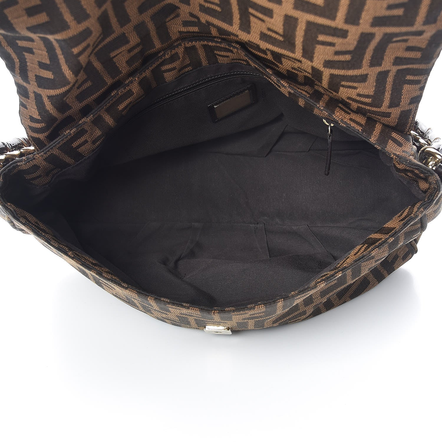Fendi Zucca Patent Mia Shoulder Flap Tobacco 5 of 13