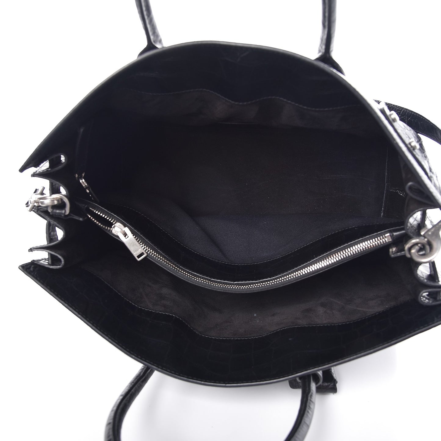 Calfskin Crocodile Embossed Medium Supple Sac de Jour Black