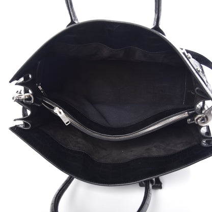 Saint Laurent Calfskin Crocodile Embossed Medium Supple Sac de Jour Black 5 of 8