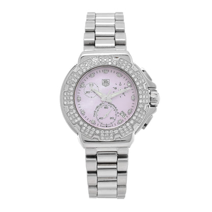 Tag Heuer Stainless Steel Diamond Bezel Pink Mother of Pearl 37mm Formula 1 Quartz Watch CAC1311 1 of 5