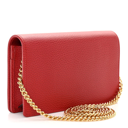 Gucci Dollar Calfskin Mini GG Marmont Chain Wallet Hibiscus Red 4 of 10