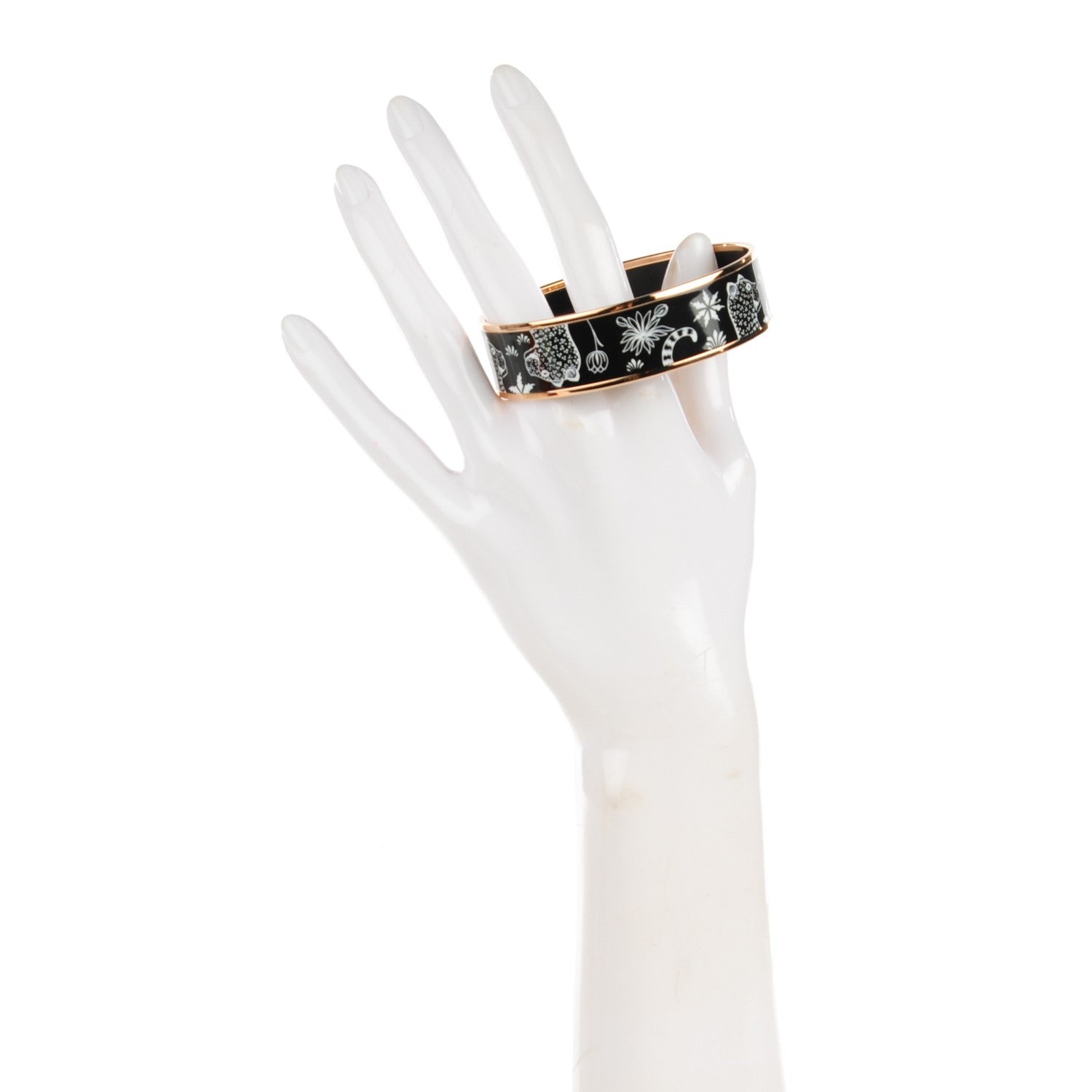 Hermes Enamel Printed Wide Les Léopards Bracelet 70 Black 2 of 6