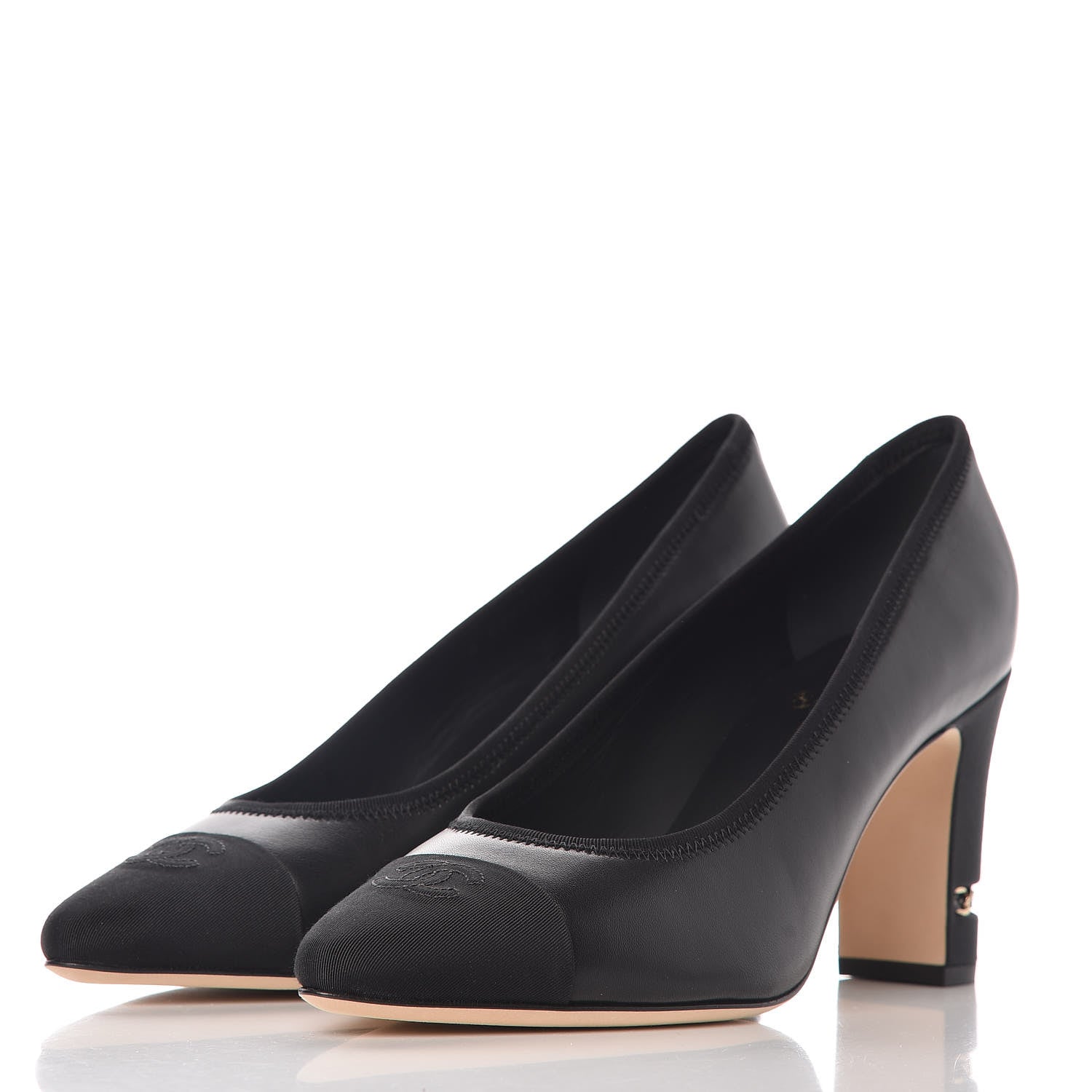 Chanel Lambskin Grosgrain Chain Pumps 42 Black 3 of 9