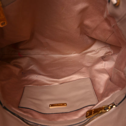 Miu Miu Soft Calf Studded Shopping Tote Cammeo 5 of 12