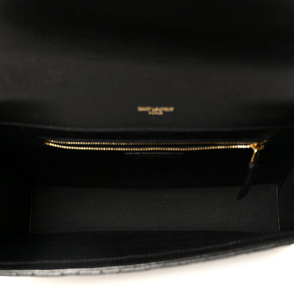 Saint Laurent Grain De Poudre Textured Mixed Matelasse Large Triquilt Monogram Satchel Black 5 of 11