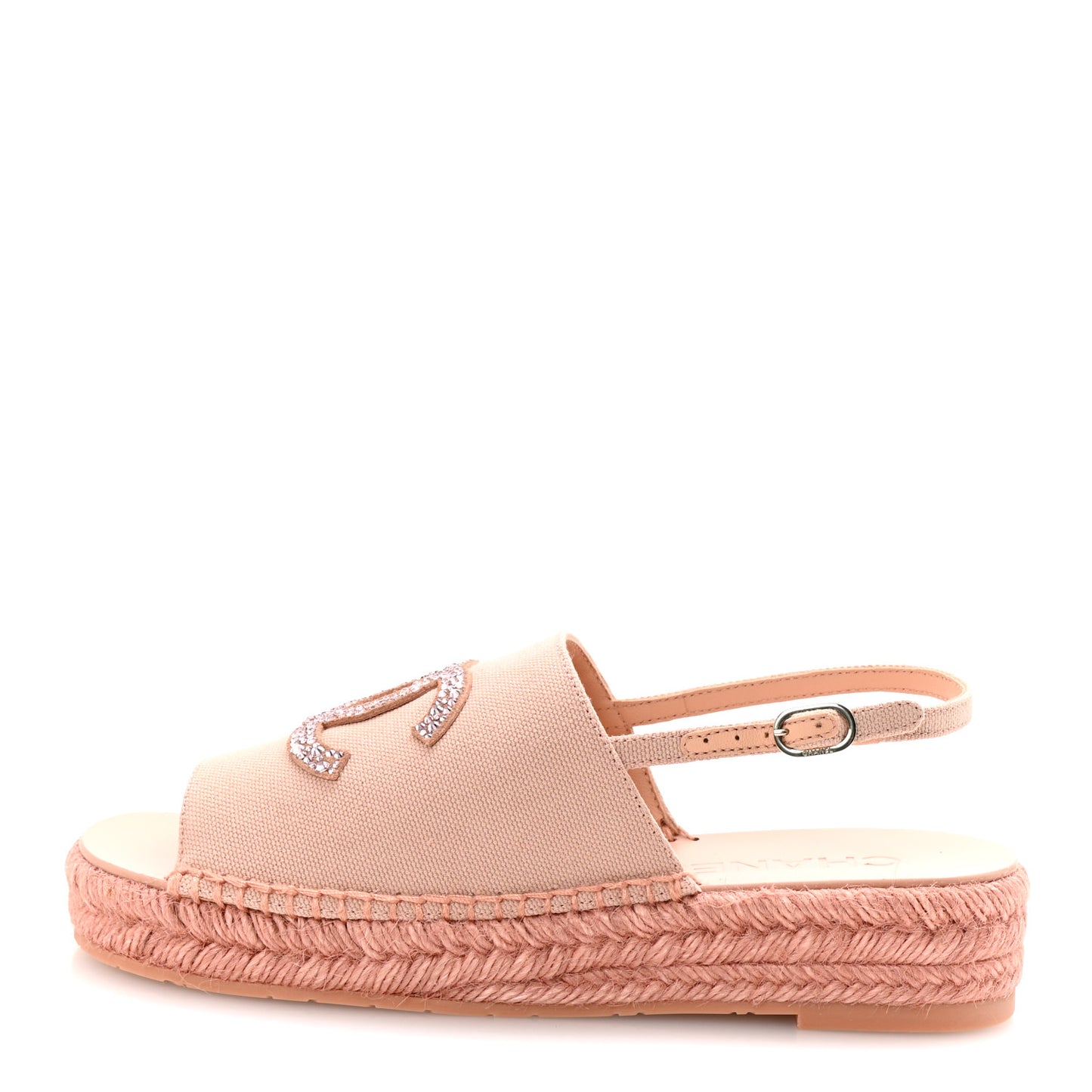 Canvas Strass CC Espadrille Slingback Sandals 38 Pink