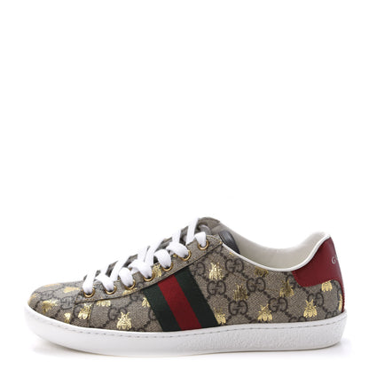 Gucci GG Supreme Monogram Bees Web Womens Ace Sneakers 36 Beige Oro Green Red 1 of 10