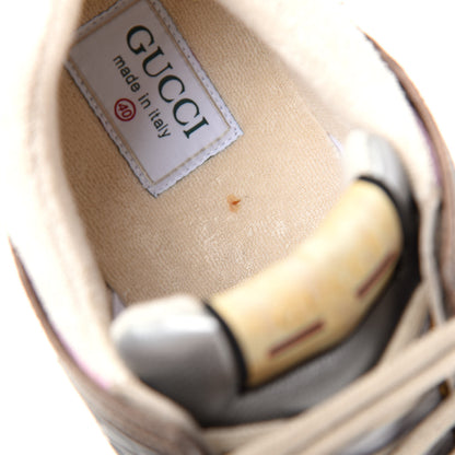 Gucci Calfskin Suede Mesh Lizard Embossed Womens Ultrapace Sneakers 40 Silver Anthracite Neon Orange 10 of 10