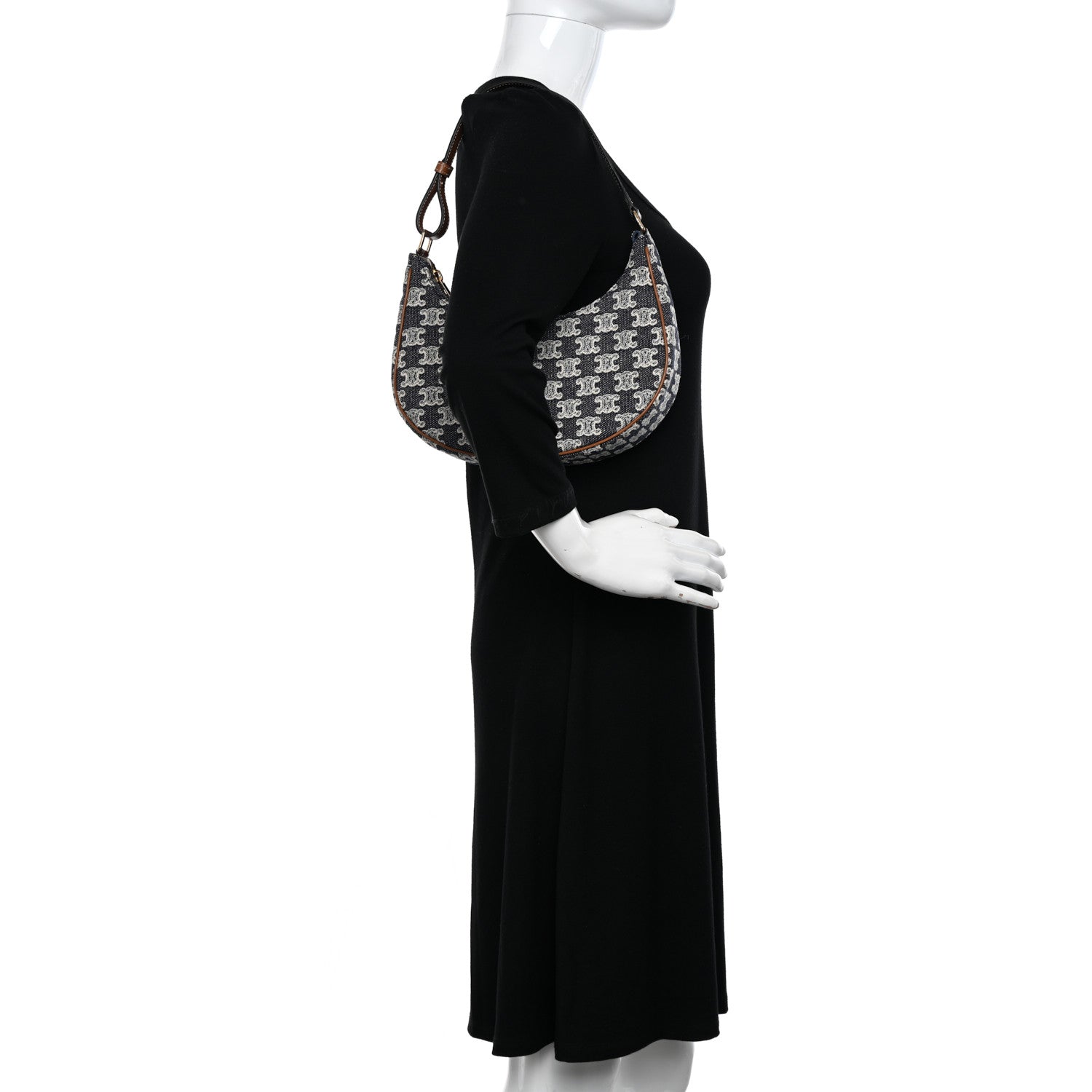 Celine Canvas Calfskin Ava Triomphe Shoulder Bag Blue 2 of 11