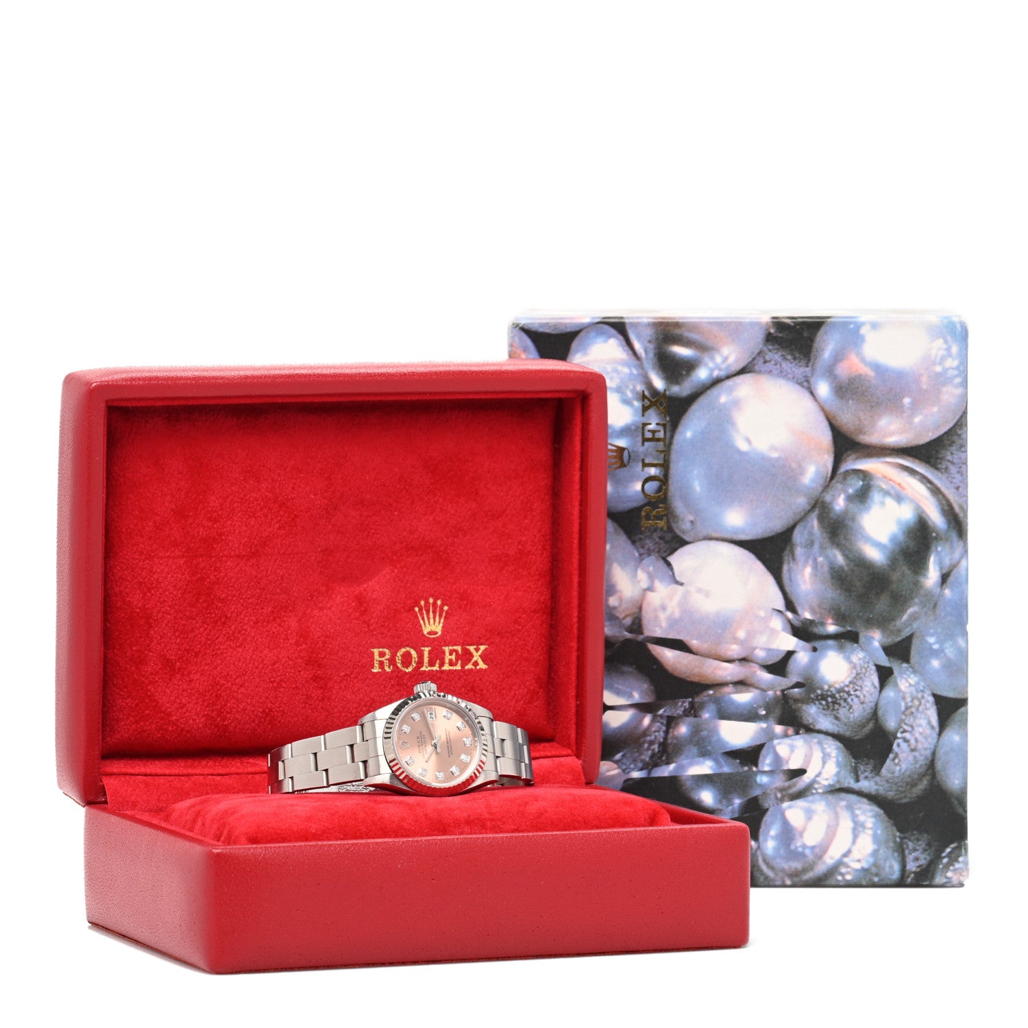 Rolex Stainless Steel 18K White Gold Diamond 26mm Oyster Perpetual Datejust Watch Pink 69174 5 of 5