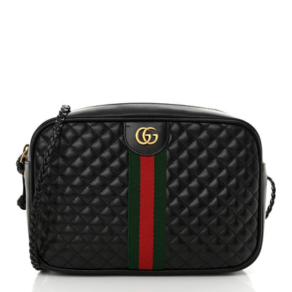 Gucci Calfskin Web Trapuntata Small GG Shoulder Bag Black 1 of 10