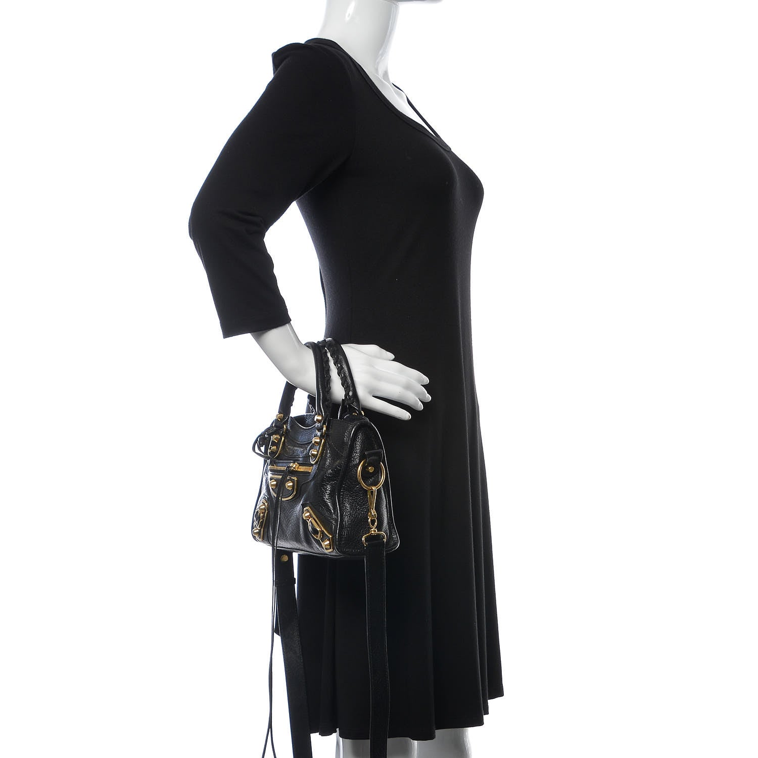 Balenciaga Chevre Gold Metallic Edge Hardware Mini City Black 3 of 10