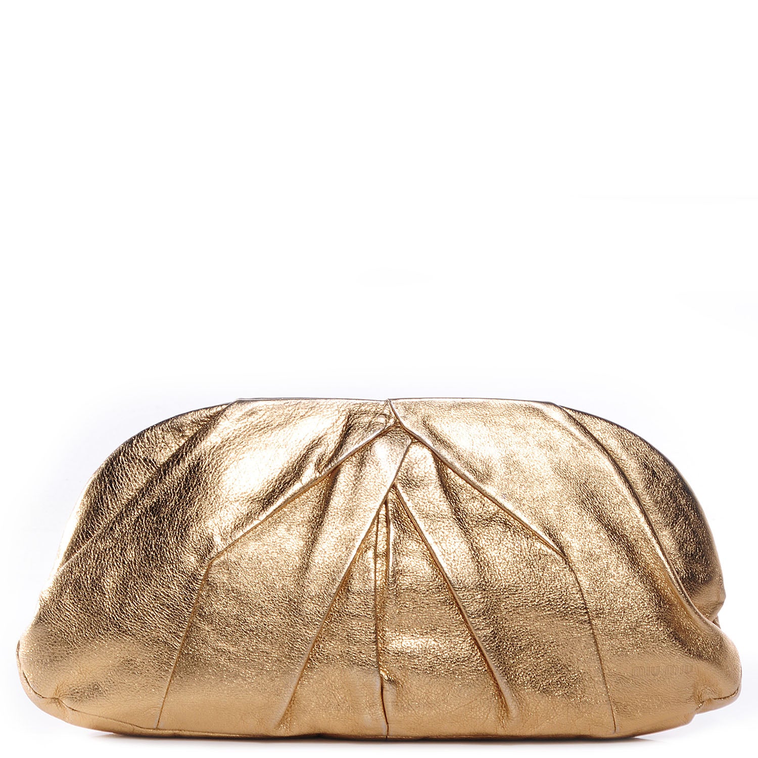 Miu Miu Metallic Soft Calfskin Oversized Clutch Gold 1 of 7