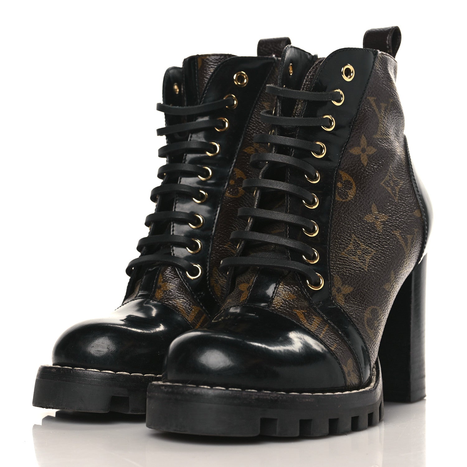 Louis Vuitton Patent Calfskin Monogram Star Trail Ankle Boots 37 Black 3 of 10