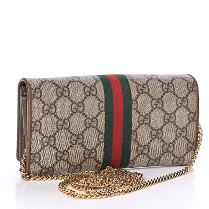Gucci GG Supreme Monogram Web Ophidia Wallet On Chain Brown 3 of 10