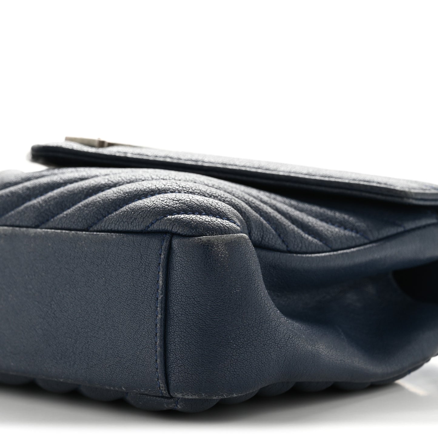 Sheepskin Matelasse Chevron Monogram Medium College Bag Navy