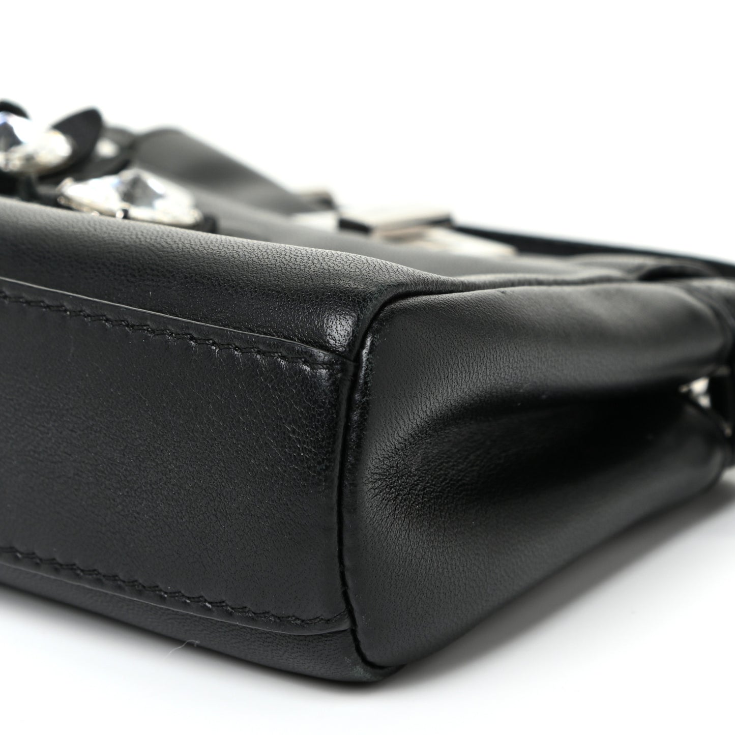 Nappa Crystal Flowerland Micro Peekaboo Iconic Satchel Black