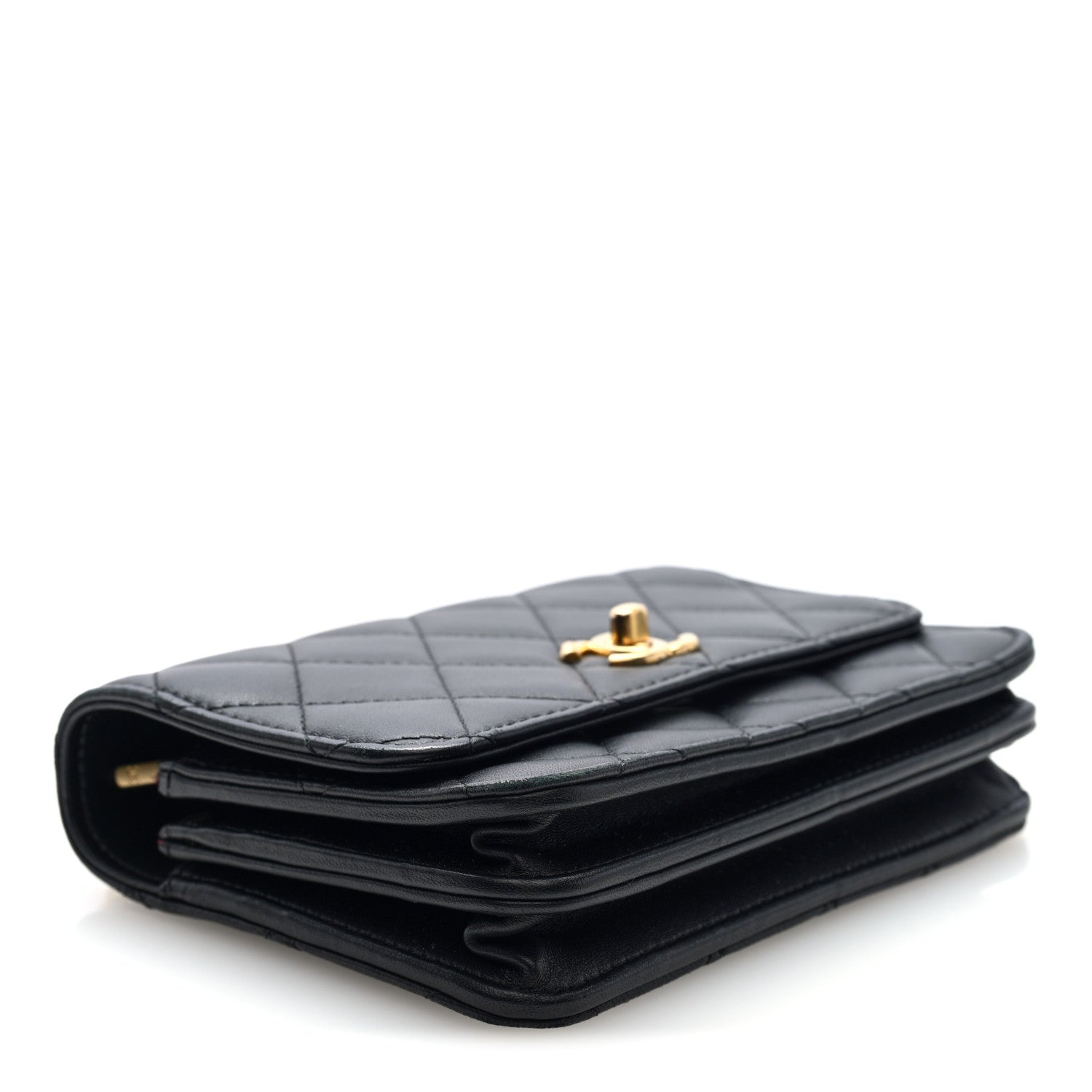 Chanel Lambskin Quilted Mini Sweet Camellia Wallet on Chain WOC Black 4 of 10