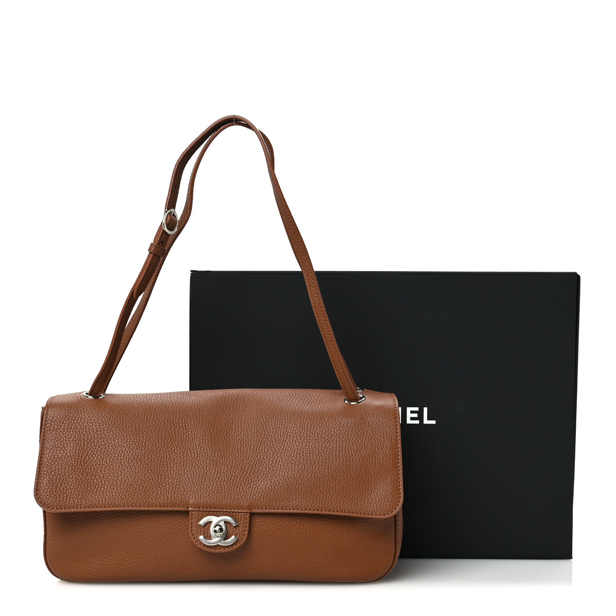 Grained Calfskin Small Souplissimo Maxi Flap Camel