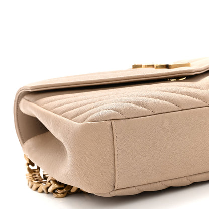 Saint Laurent Sheepskin Matelasse Chevron Monogram Medium College Bag Dark Beige 8 of 9