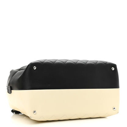 Chanel Calfskin Quilted Large Feather Weight Bowling Bag Black Ivory 3 of 10