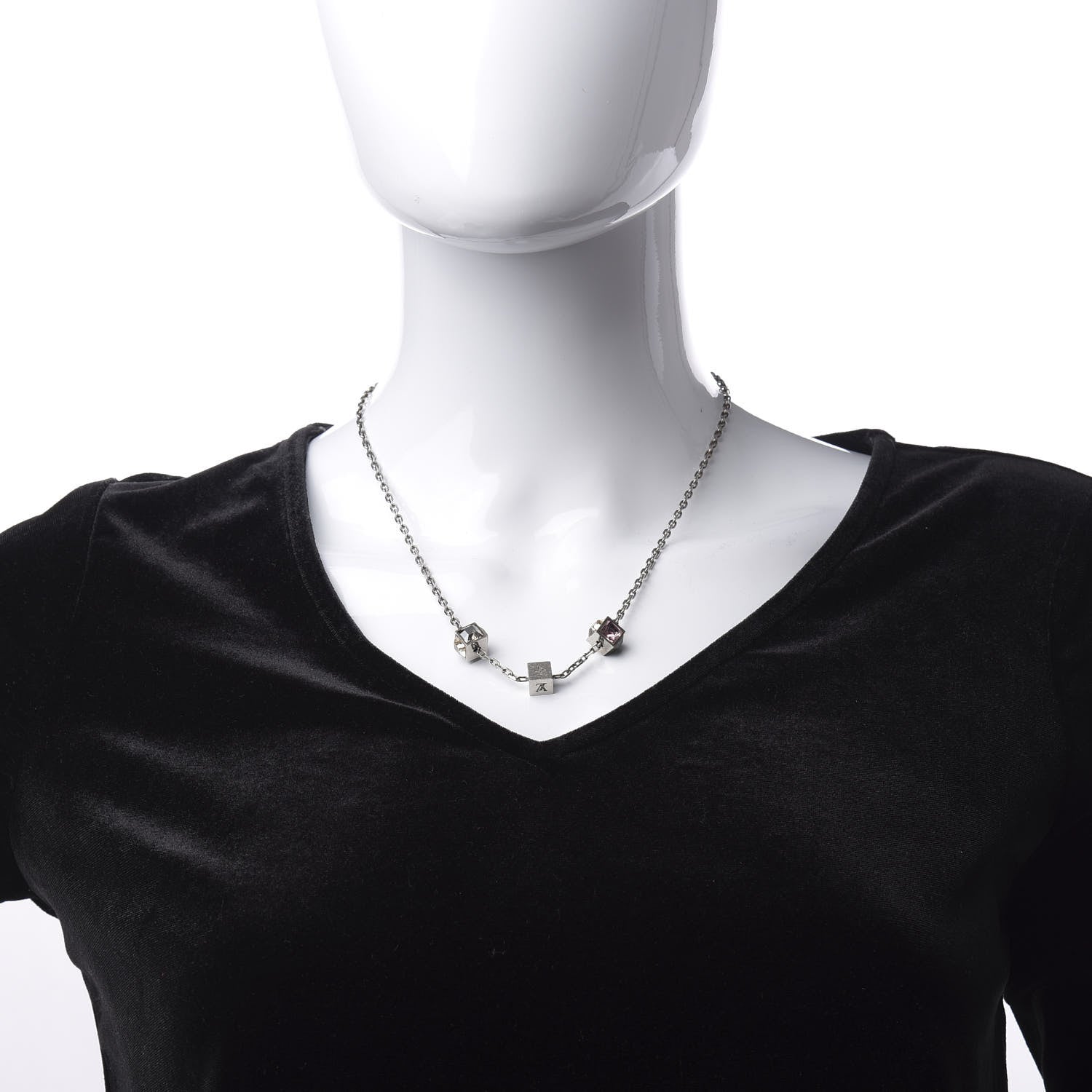 Louis Vuitton Swarovski Gamble Short Necklace Silver 2 of 6