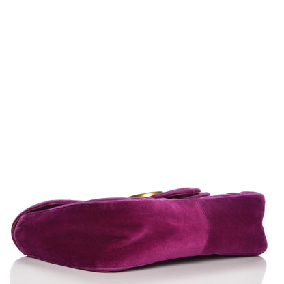 Gucci Velvet Matelasse Small GG Marmont Shoulder Bag Fuchsia Violet Cyclamen 5 of 12