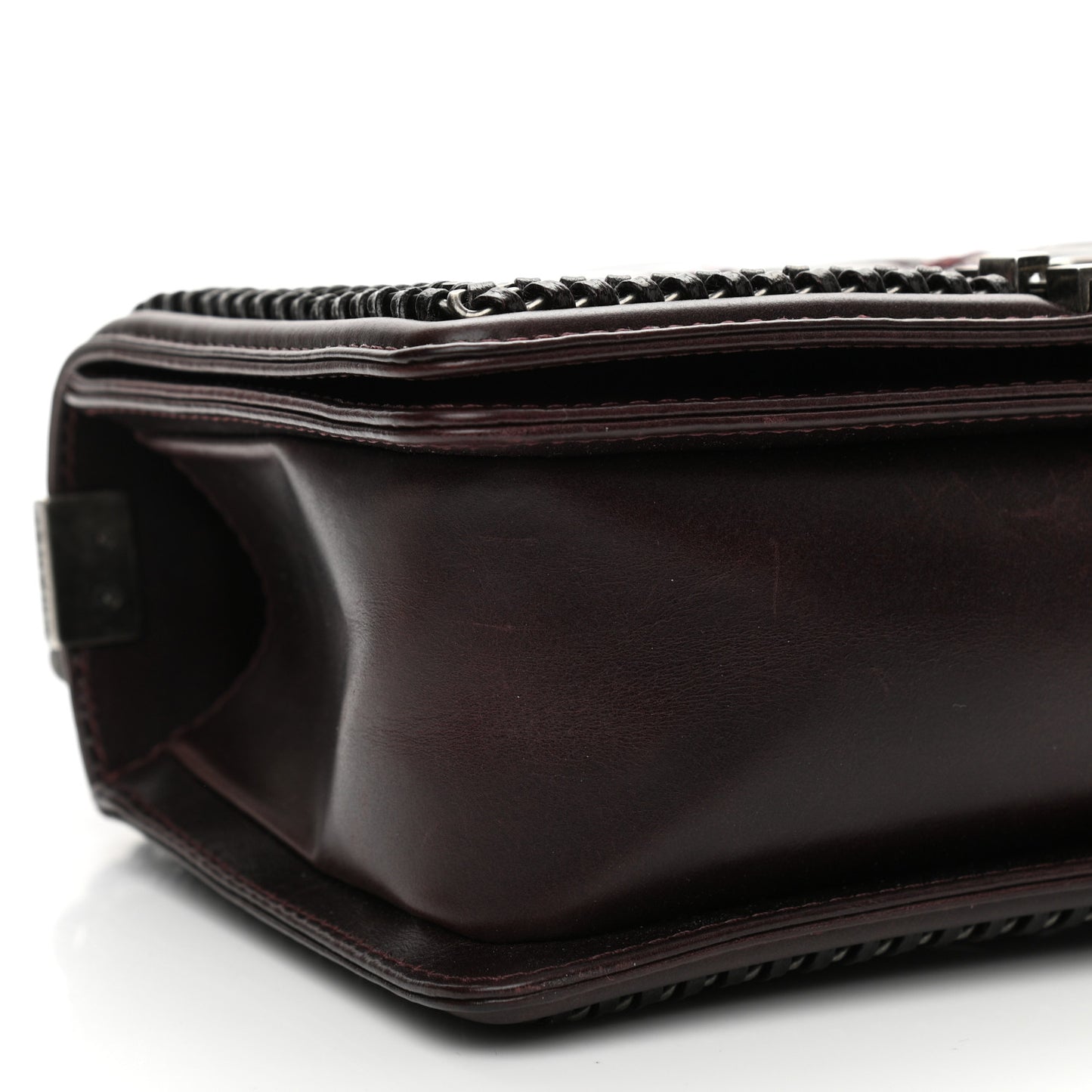 Goatskin Quilted Medium Boy Handle Flap Burgundy