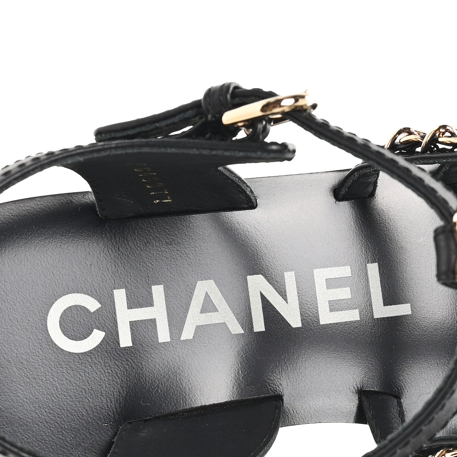Chanel Calfskin Multi Chain CC Sandals 37 Black 36 Black 8 of 10