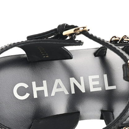 Chanel Calfskin Multi Chain CC Sandals 37 Black 36 Black 8 of 10