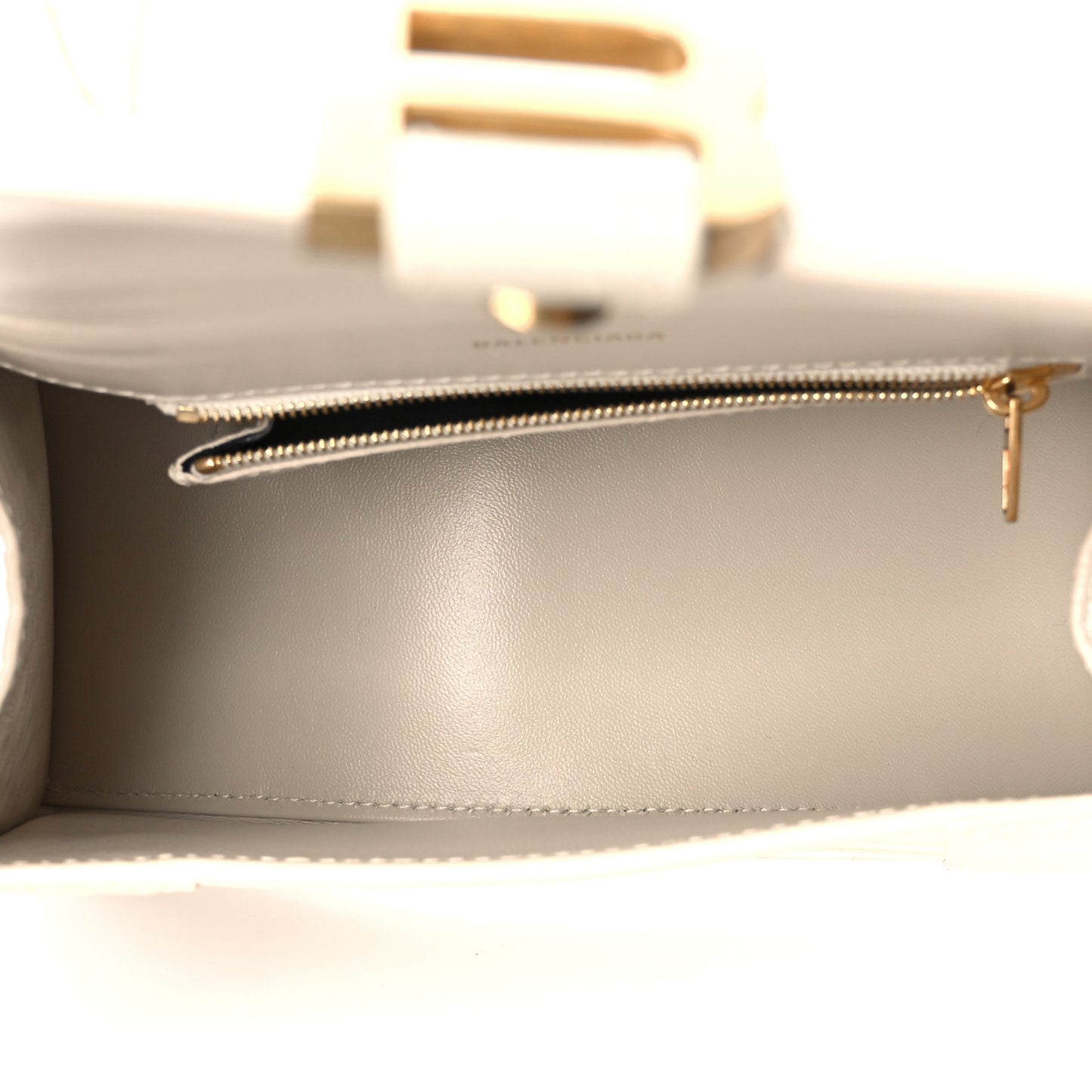 Shiny Calfskin Crocodile Embossed Small Hourglass Top Handle Bag Cream