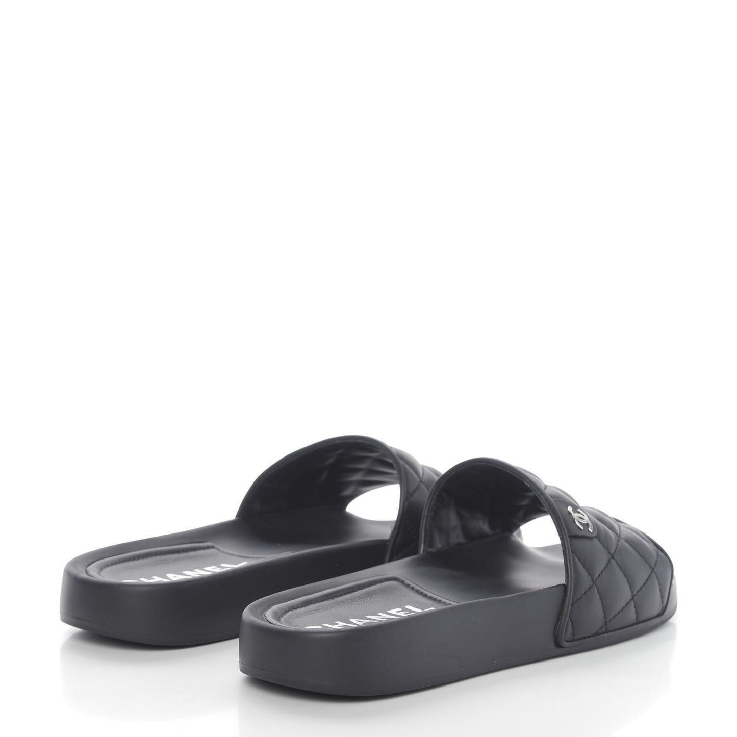 Lambskin Quilted CC Mules Sandals 39 Black