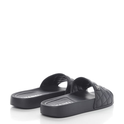 Chanel Lambskin Quilted CC Mules Sandals 39 Black 4 of 9