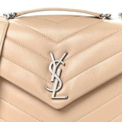 Saint Laurent Calfskin Y Quilted Monogram Small Loulou Chain Satchel Dark Beige 8 of 10