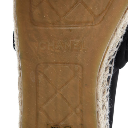 Chanel Suede Camellia CC Espadrilles 42 Black 6 of 9