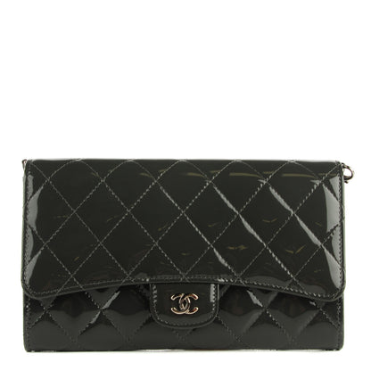 Chanel Patent Quilted Wallet On Removable Chain Dark Grey 1 of 8