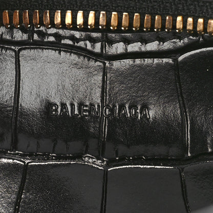 Balenciaga Shiny Supple Calfskin Crocodile Embossed Neo Classic Gold Hardware Nano City Crossbody Black 6 of 8