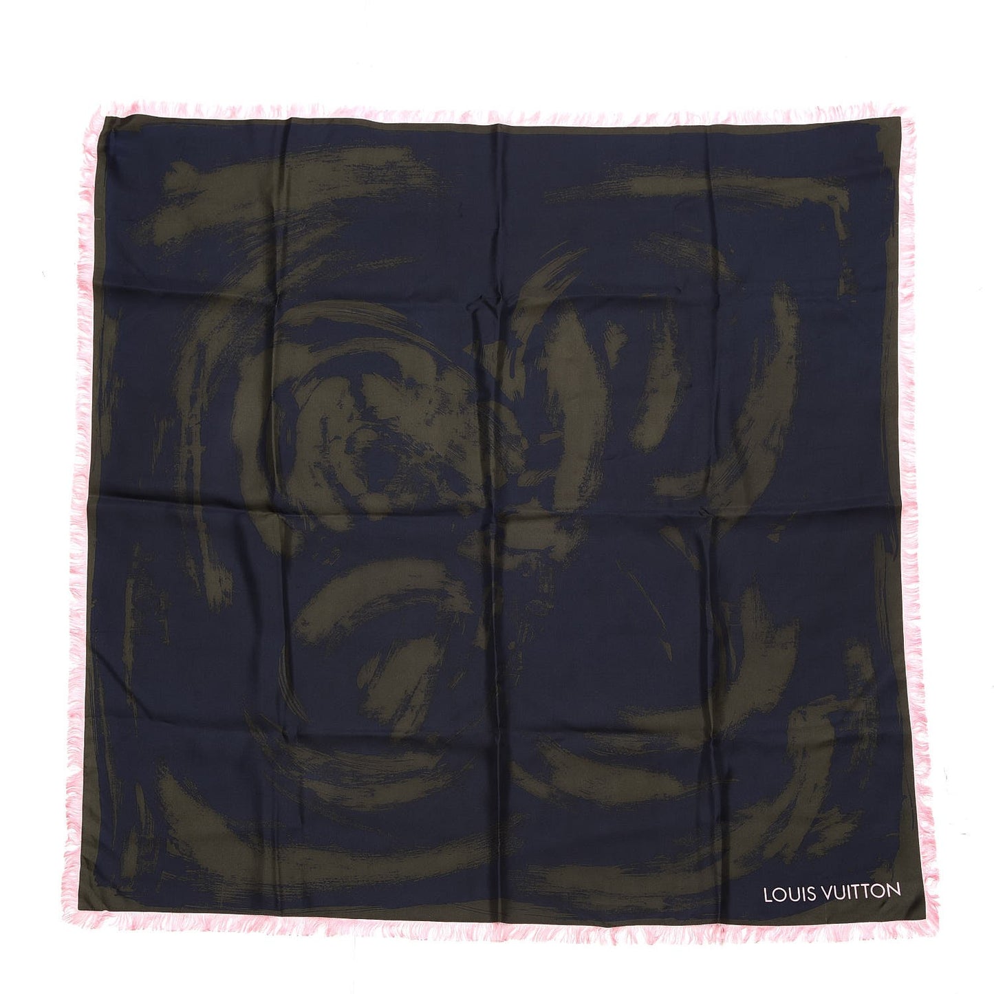 Silk Arty Flower Scarf Green Pink