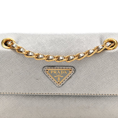 Prada Saffiano Lux Chain Shoulder Bag Argento 8 of 17