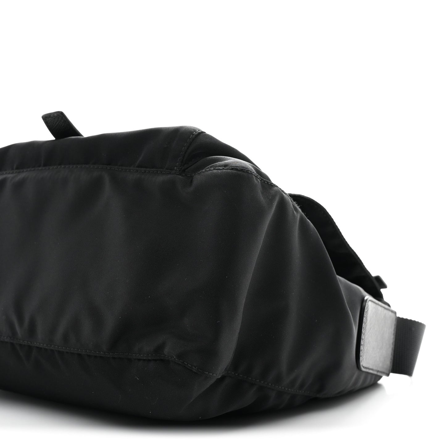Nylon Vela Saffiano Single Buckle Messenger Shoulder Bag Black