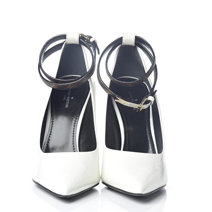 Louis Vuitton Monogram Patent Call Back Pumps 37.5 White 2 of 8