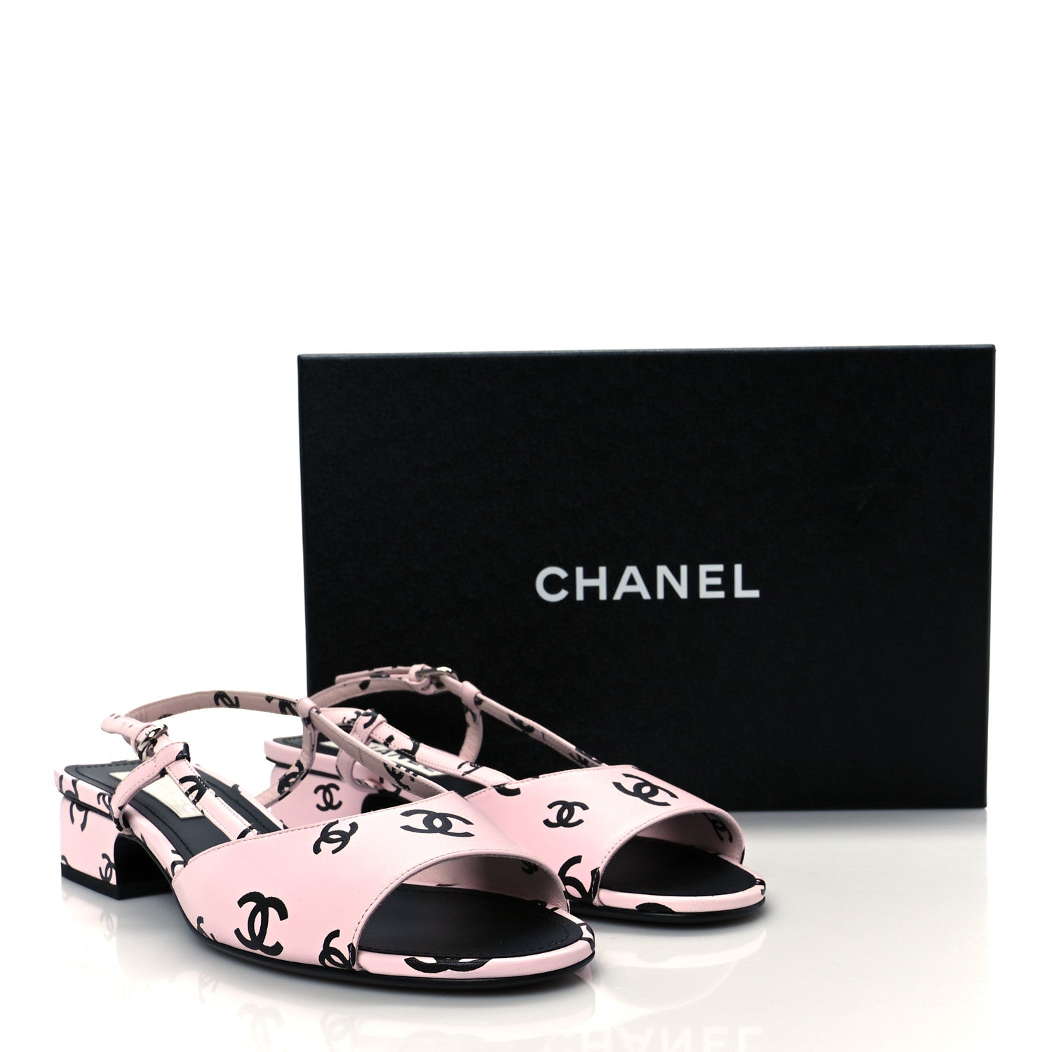 Chanel Printed Lambskin Coco Beach Sligback Sandals 40 Light Pink Black 18 of 22