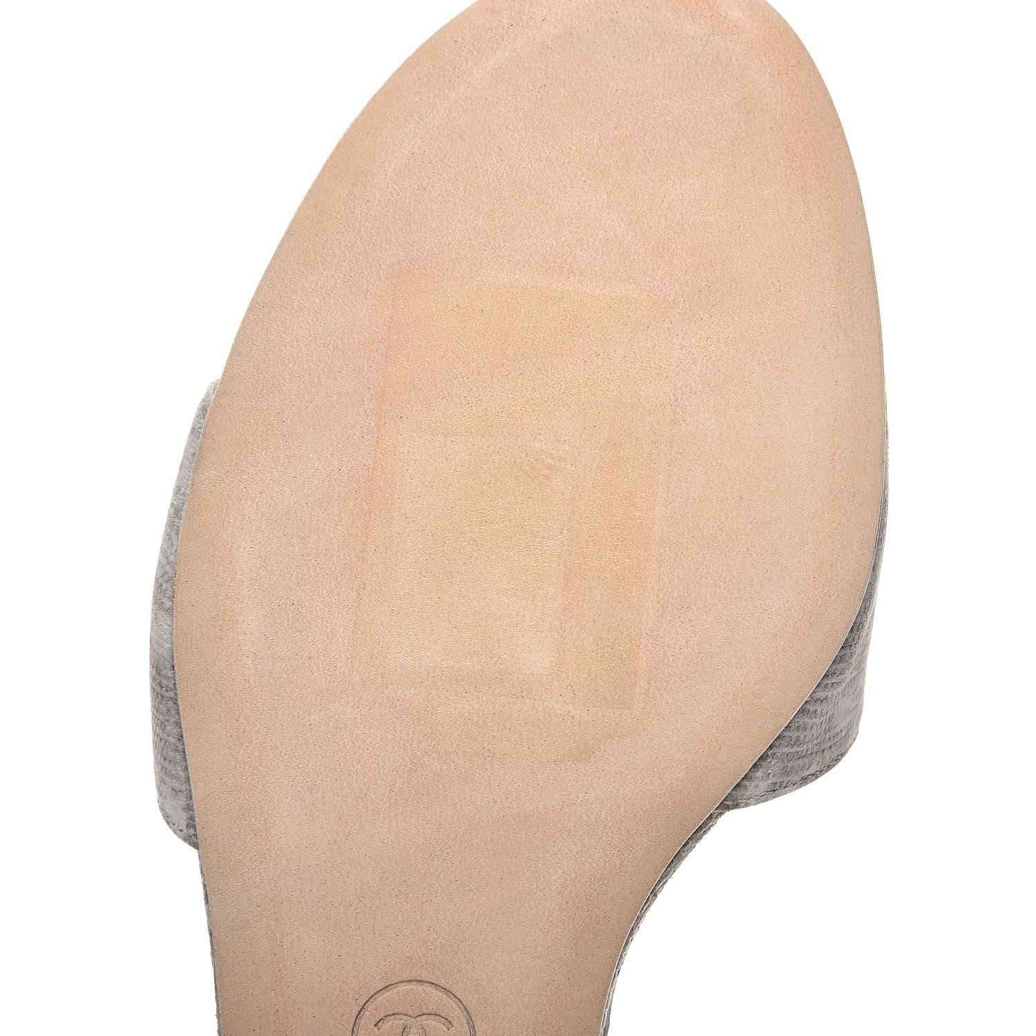 Chanel Lizard Pearl CC Sandals 37.5 Grey White 8 of 9