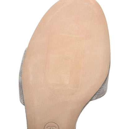 Chanel Lizard Pearl CC Sandals 37.5 Grey White 8 of 9