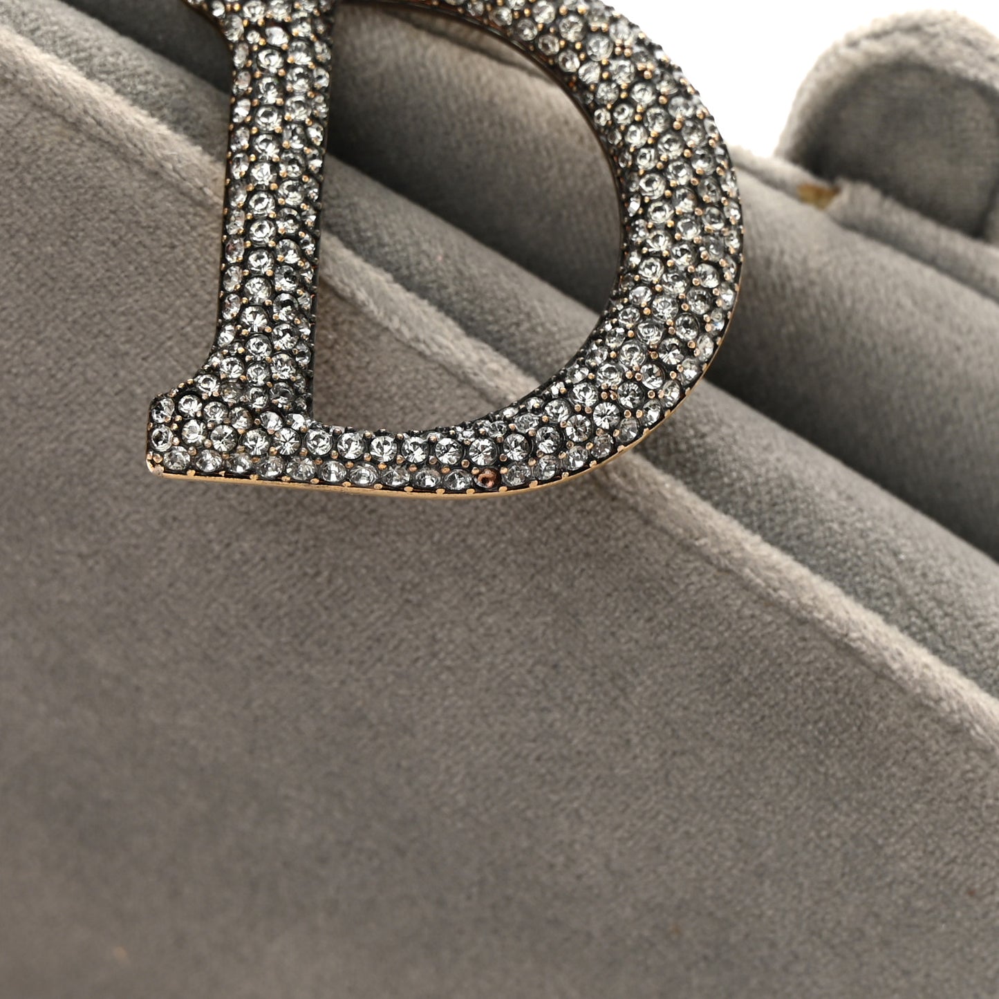 Velvet Crystal Mini Saddle Bag Grey