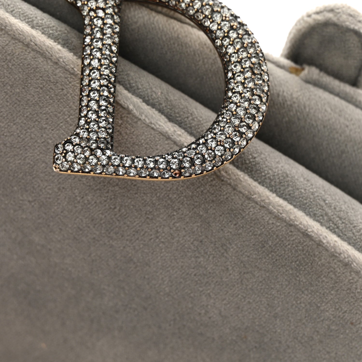 Christian Dior Velvet Crystal Mini Saddle Bag Grey 11 of 12